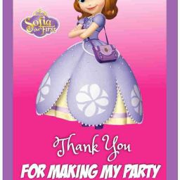 Sofia Princess Theme Thank You Tags Thank u Cards for Return Gifts (20 Nos Cards and Glue Dots) Greeting Card-22