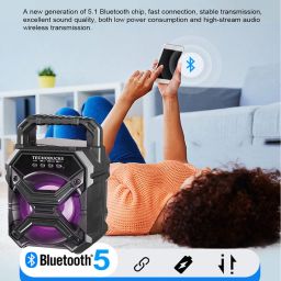 Techobucks Extra Bass High sound quality Sound Box Bluetooth Speaker,LED lights,Splashproof 5 W Bluetooth Speaker image 4