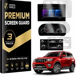 spartan shield Screen Guard for MAHINDRA SCORPIO N 2022-Running || INFOTAINMENT 8 INCH + INSTRUMENT CLUSTER + AC CONTROL PANEL Protector || Car TouchScreen Display Accessories ScorpioN 2025 [Not Tempered Glass]-image-49