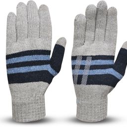 loom legacy Striped, Self Design, Printed Winter Men Gloves-picture-2