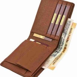 Men & Women Casual Brown Artificial Leather RFID Wallet-image-3