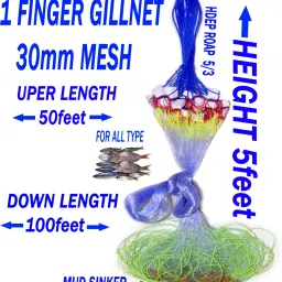 1 FINGER 30mm GILLNET MUD SINKER, HEIGHT 5F, UP LENGHT 50F, DOWN LENGHT 100F Fishing Net-28