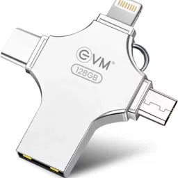 EVM EnStore 4 in 1 OTG FlashDrive/Type C/Lightning/USB 3.0 for PC/IOS/Android 128 GB Pen Drive Compatible with Desktop Computer, Laptop, Mobile USB 3.0 Metal Case-9