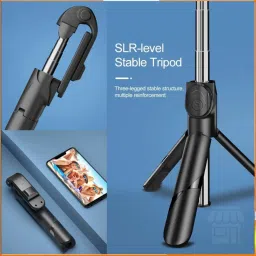 Wanzhow Portable Expandable Selfie Stick & Selfie Stick (Black, Remote Included) 3 Axis Gimbal for Mobile image 2