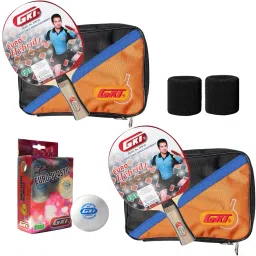 Combo of 10, 2 Euro Hybridz TT Bat, 6 Euro Plastic Table Tennis Ball, 2 Band Red, Black Table Tennis Racquet-6