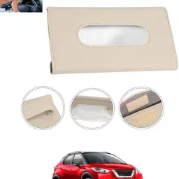 Beige Leatherite Rectangle Shape Fancy Design Tissue Dispencer For Car-72 Vehicle Tissue Dispenser-6