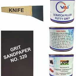 Scratch Car Body Filler Putty Grey-200 gms,1 putty knife and 320 Grit sandpaper Car Body Filler Putty-picture-22