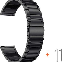 SwapME 22MM Compatible with Gen 6/Gen 5 Carlyle HR Band, 22mm Stainless Steel Metal Strap forl Gen 4 Q Explorist HR/ Gen 3 Q Explorist SmartWatch (Black) Smart Watch Strap-image-1