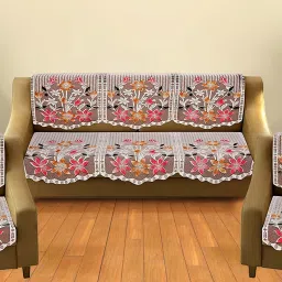 Polyester Floral 3+2 Seater Sofa Cover-image-83
