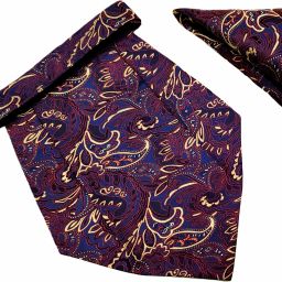 VOICI Paisley Design Blue & Gold color pocket square and Cravat-picture-21