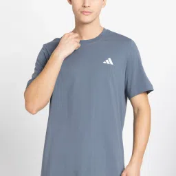 Men Solid Crew Neck Pure Cotton Grey T-Shirt-image-47