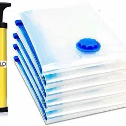 Multipurpose Vacuum Storage Reusable Ziploc Space Saver Bags(Pack of 3Medium (50cmx60cm) with Hand Pump for Home Organization/Travel/Space Saving for wardrobes High Volume Storage Vacuum Bags-image-1