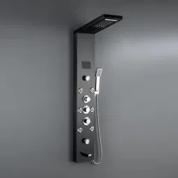 Prossimagen Shower Panel Rainfall Shower 8 Body Massage Spray Handheld Shower Wall Mount Easy Connect Shower Panel Kit Luxury Black Shower Panel 6 in One With LED Display Tower System-2