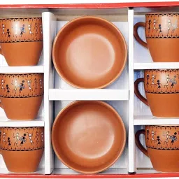 Pack of 6 Ceramic Coffee/Tea Cup, Set of 6 with 2 Snacks Bowl for Home & Kitchen-picture-20