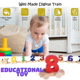 little mind Wooden Numbers Colorful Train, Vehicle Pattern 0 to 9 Number For kids image 5