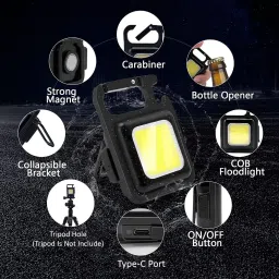 ZOKMOB New Arrival Keychain Light LED Rechargeable Magnetic, Mini COB Emergency Halogen Flash image 4