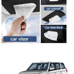 Black Car Tissue Napkin Holder for Sun Visor and Backseat – Universal Fit M4 Vehicle Tissue Dispenser-image-8