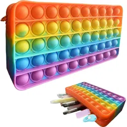 Colorful Rectangle Push it Pop Pencil Pen Case Bag Fidget Toys for Stress Relief/Anti-Anxiety, Makeup Bag Stationery Organizer, Gifts for Classroom Rewards, Birthday Party Favor-17