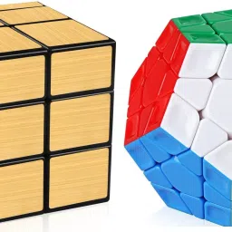 Cube Combo of Stickered Gold Mirror & 3 x 3 Pentagon High Speed Stickerless Magic Puzzle Cube combo ( pack of 2 puzzle )-image-36