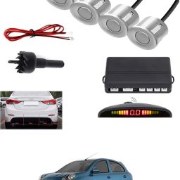 4Silver Parking Sensor With LED Display Increased Safety For Car-186 Universal 4 Silver Reverse Parking Sensor With LED Display For Cars-186 Parking Sensor-image-66