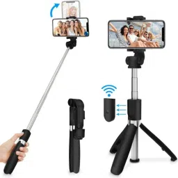 WHISTLE9 Bluetooth Extendable Selfie Stick with Wireless Remote for Making , Vlog Videos and Tripod Stand Selfie Stick for Mobile and All Smart Phones Three-in-one Compact selfie stick with Wireless Remote Control 3 Axis Gimbal for Mobile-25