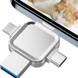 Samurai Pendrive 4 in 1 Flash Drive with Lightning, Micro USB, USB A, Type-C Interface 64 GB Pen Drive Compatible with Desktop Computer, Mobile, Tablet, Television USB 3.0 Metal Case image 3