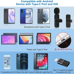 GLE K8 Type c Android & iPhone iPad, Lapel Clip-on Mini Mic for Video Recording Camera Microphone image 5