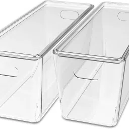 Plastic Transparent Baskets for Storage with Handle & Lid for Kitchen,Hospital, Wardrobe Storage Basket-image-66