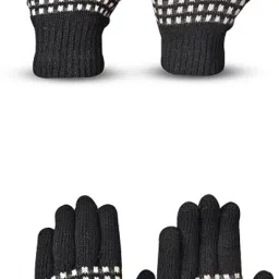 Striped, Self Design, Printed Winter Men Gloves-image-73