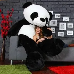 Teddy Bear with Neck Bow Premium Quality Soft Plush Fabric (Black Panda,- 85 cm-image-79