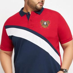 Men Colorblock Polo Neck Cotton Blend Multicolor T-Shirt-image-30