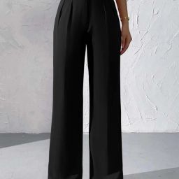 Women Relaxed Black Viscose Rayon Trousers-image-12