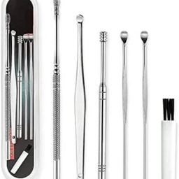 Beauty 6 Pcs Ear Pick Earwax Removal Kit, BetyBedy Ear Cleansing Tool Set, Ear Curette Ear Wax Remover Tool with Cleaning Brush and Storage Box, Sliver-17