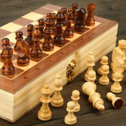 11"X 11" Wooden Folding Chess Set with 32 Wooden Pieces | Home/School/College 3 cm Chess Board-image-93