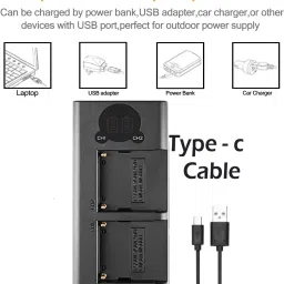 Picmaa F970 Dual fast Type c USB cable with LCD display compatible with Camera Battery Charger image 2