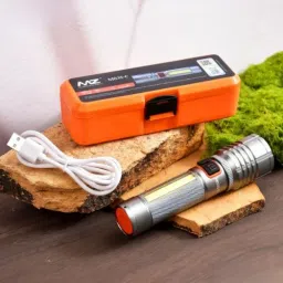 mz 035C (LED ZOOMABLE METAL TORCH)5 Modes Flashlight, Super Bright Cree with COB Torch image 3