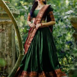Solid Semi Stitched Lehenga Choli-image-1