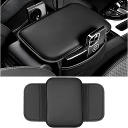 Car Armrest Cushion With Side Pockets Car Center Console Cover Leather Car Armrest Pad Cushion-12