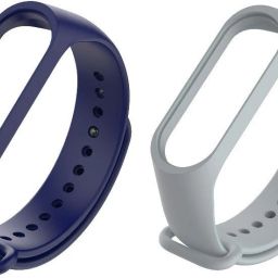 Epaal Soft Silicone Strap for Mi Band 4 & Mi Band 3 - (Navy Blue & Ash Grey) Smart Band Strap-image-89