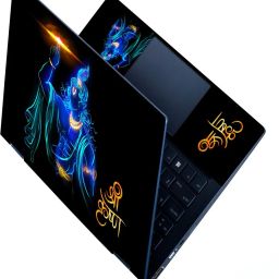 Full Panel Laptop Skin Decal Sticker Fits Size Upto 15.6 inches - Lord Krishna Line Art Self Adhesive Vinyl Laptop Decal 15.6-image-98