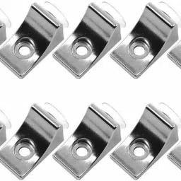 Glass Shelf Right Angle Fixing Clip Bracket Aluminium with Suction Cup (Silver, Standard Size) -Pack of 10 Pieces 0 Shelf Bracket-11