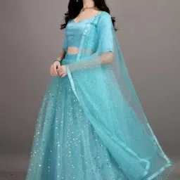 Embellished, Self Design Semi Stitched Lehenga & Crop Top-image-14