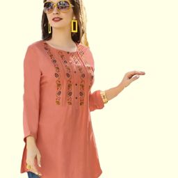 Party Regular Sleeves Embroidered Women Orange Top-image-98