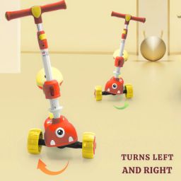 little olive Double Deck Scooter With LED Lights, Adjustable Handlebar, and Lean-to-Steer image 3