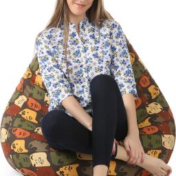txor XL Classic Cotton Canvas Abstract Printed Teardrop Bean Bag With Bean Filling image 4