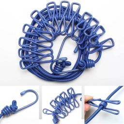 Clothesline Rope with 12 Clips Cloth Washing Line Drier Travel Camp Laundry Plastic Cloth Clips-image-67