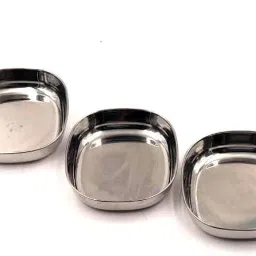 Set of 3 Stainless Steel Square Bowls / Half Plate Half Plate-image-68