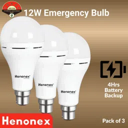 henonex Pack of 3 – 12W Automatic Rechargeable Emergency LED Bulbs 2 hrs Bulb Emergency Light-picture-7