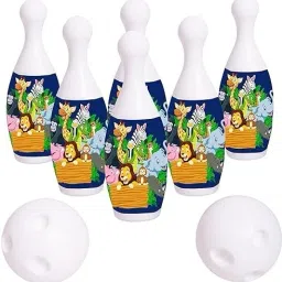 Funblast Kids Bowling Play Set with Jungle Theme Cartoon 6 Pins & 2 Balls Sports Bowling Set-image-77
