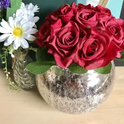 Premium Beautiful and Stylish Round Shape Crackle Design Mercury Silver Glass Pot Vase for Flowers and plants, Home decoration, drawing room, office decor, Hotel decoration, Perfect for showpiece and Gifts Glass Vase-image-47